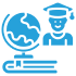 Mask group (63) A blue pixel art of a globe and a person in cap