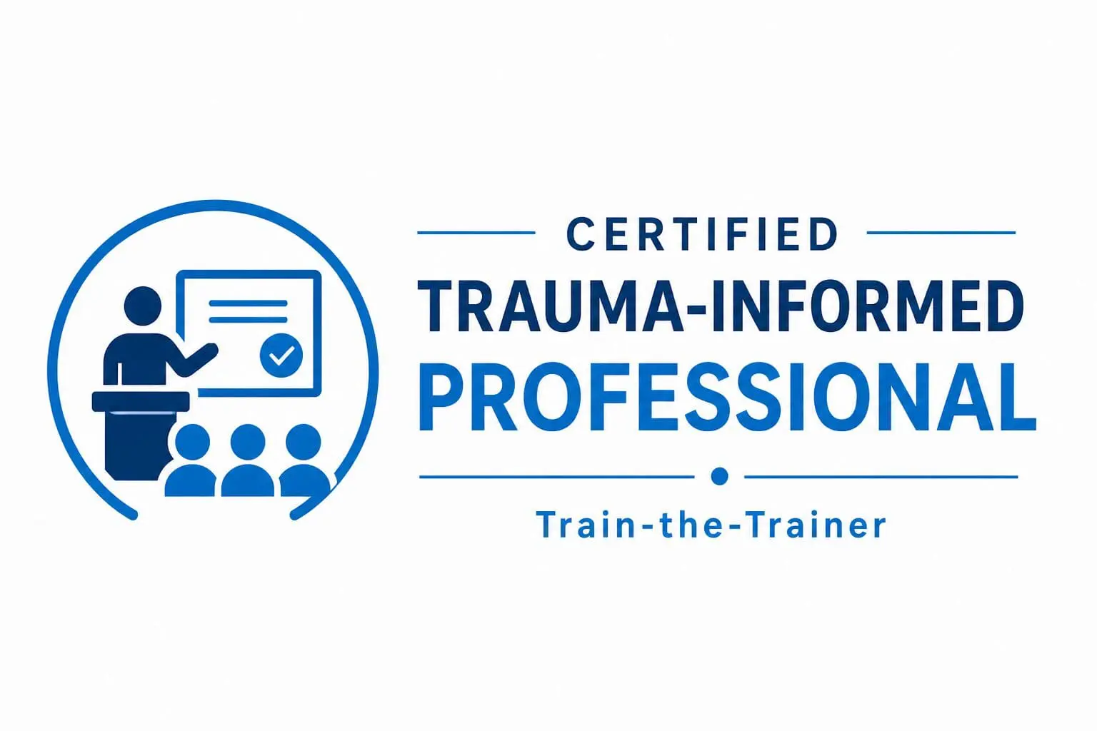 Certified trauma-informed professional training logo.