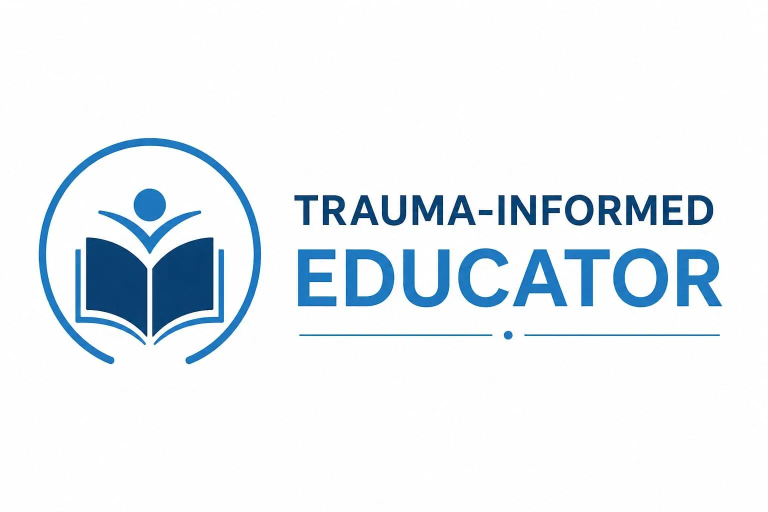 Trauma-Informed Educator logo with open book.