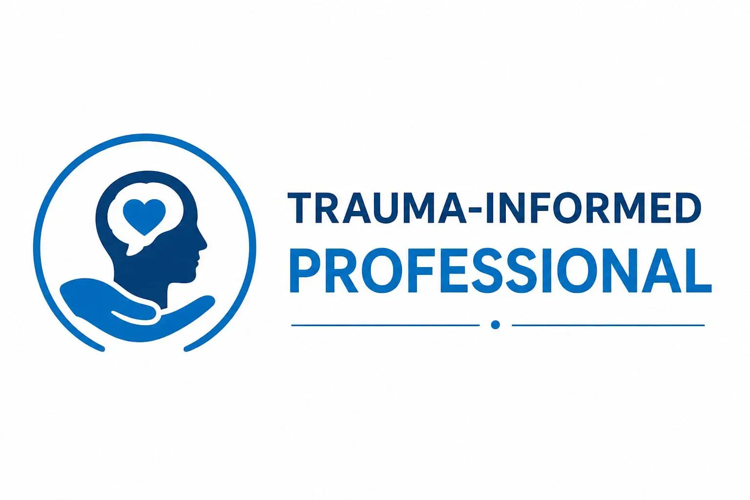 Trauma-Informed Professional logo with heart symbol.